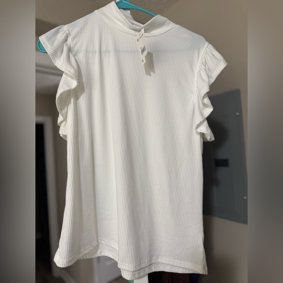 White Ruffled Sleeve Top - Picture 2 of 2